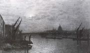 Atkinson Grimshaw, The Thames by Moonlight with Southmark Bridge